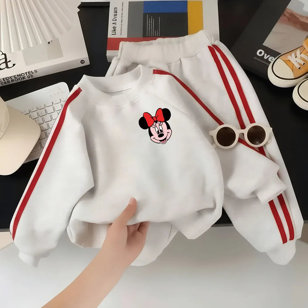 2 PCS Girls Cartoon Printed Casual Hoodies Long Pant Kids