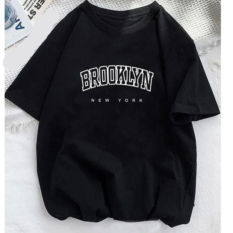 Women Brooklyn Letter Print T Shirt Girl