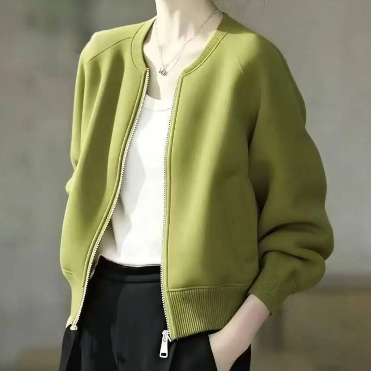 Short Jacket Women'S Loose And Casual Versatile Zipper Cardigan