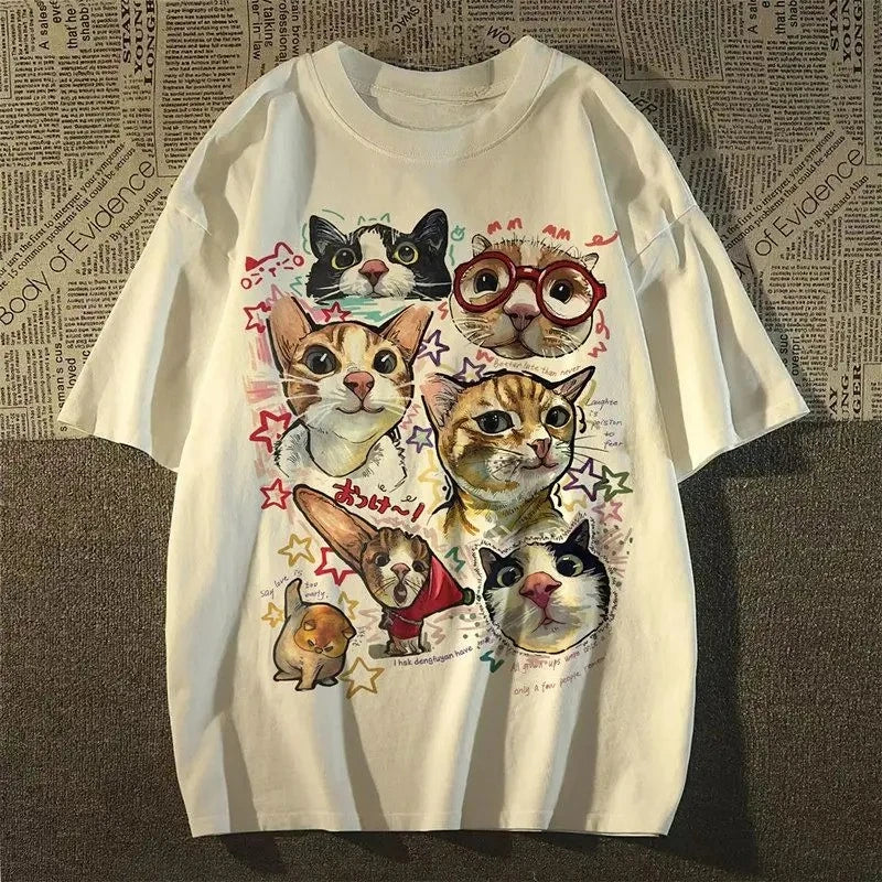 American Retro T-shirt Women's Summer Loose Top