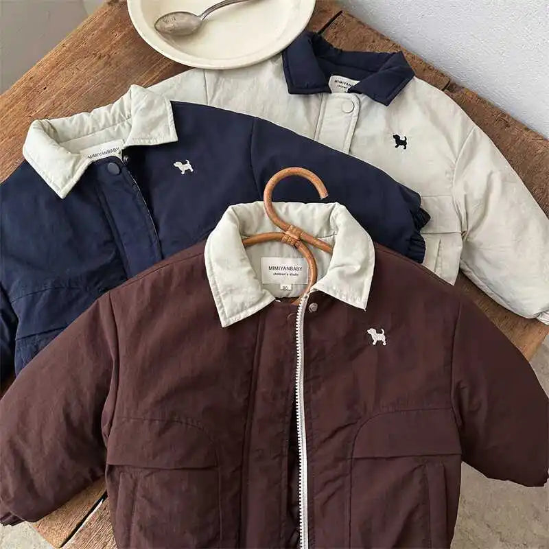 Autumn and Winter Children's Jacket New Boys' and Girls' Cotton Jacket Cartoon Baseball Jacket Thick Collar Coat