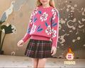 Girls' Vintage Jacquard Pullover Sweater, New Autumn-Winter Versatile