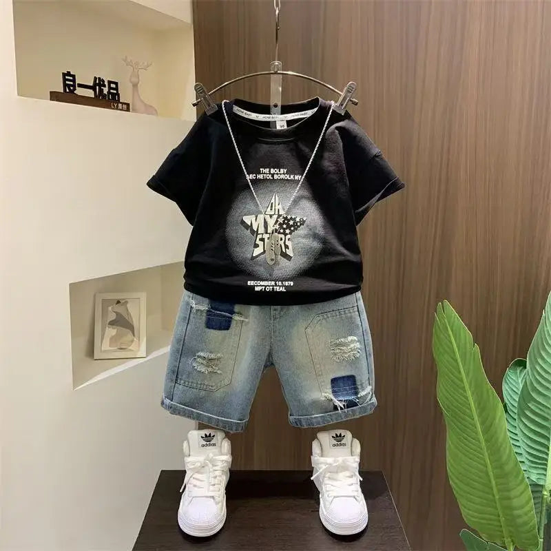 T-Shirts Denim Shorts 2 Pieces