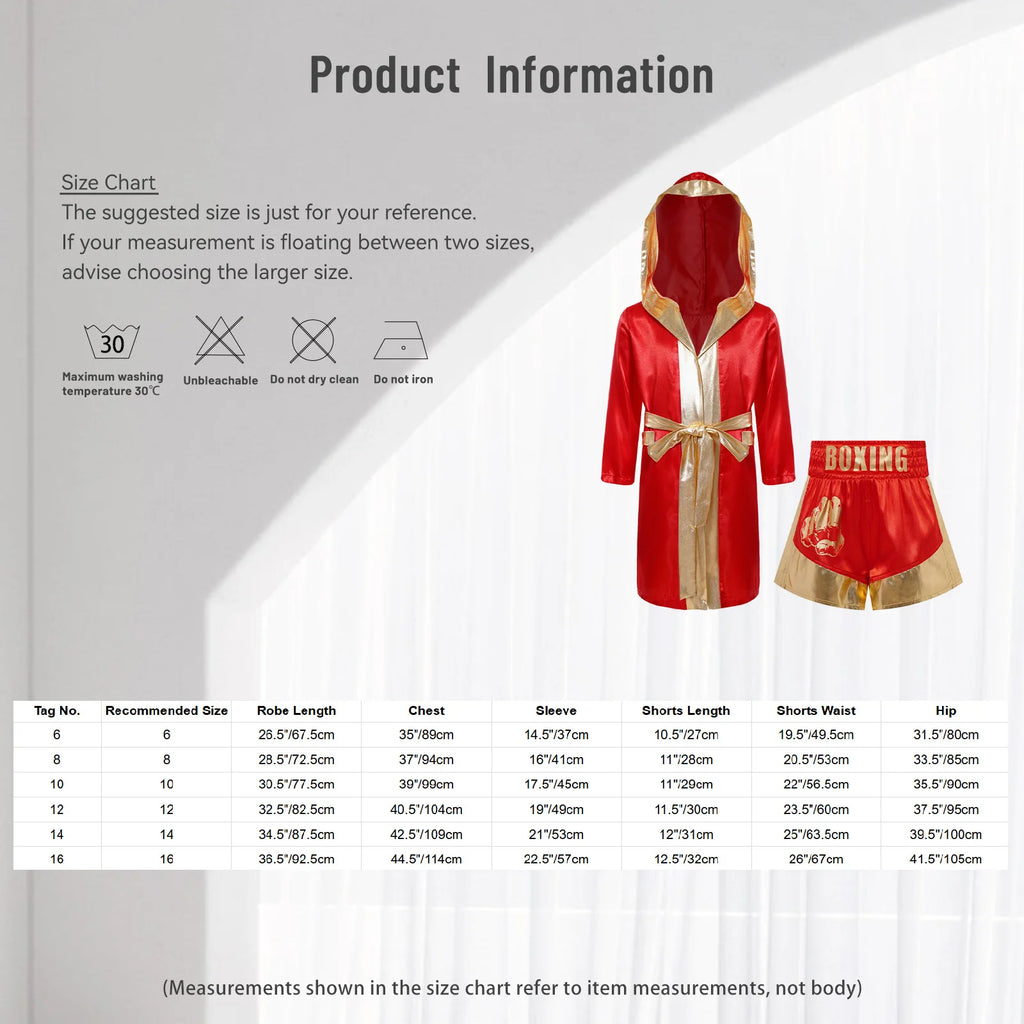 Kids Boys Boxing Costume Halloween Boxers Cosplay Costume 2 Piece Boxing Robe And Muay Thai
