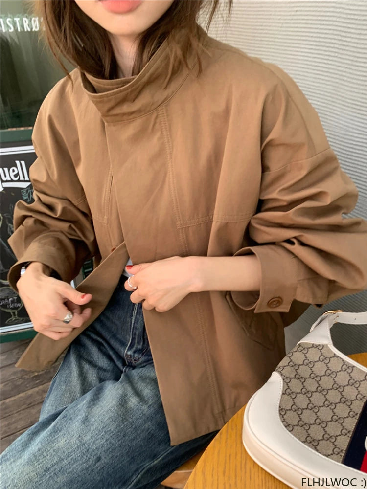Woman Casual Loose Lazy Chic Long Sleeve Cotton Blends