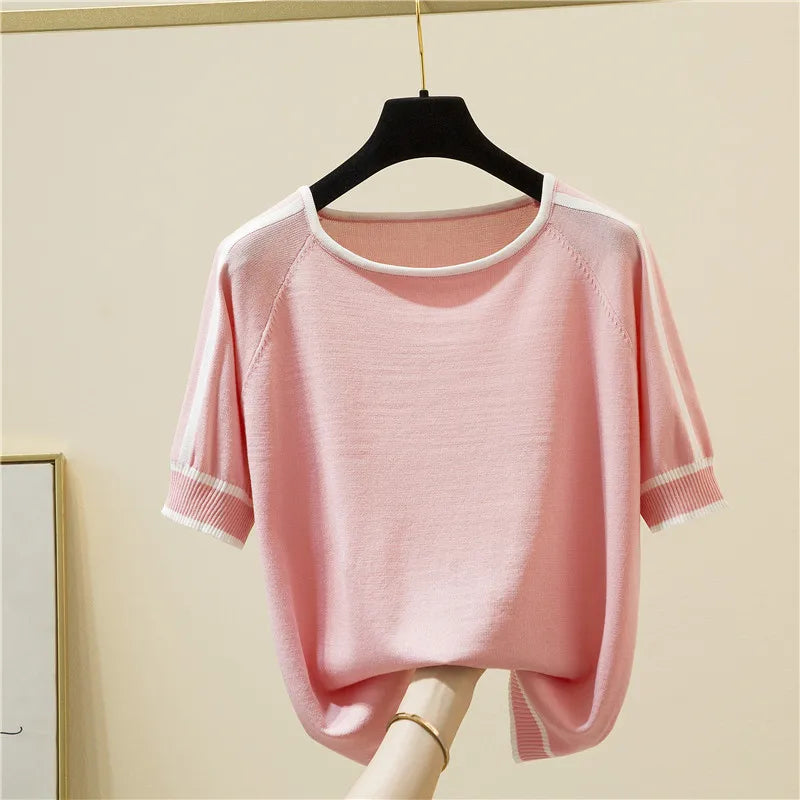 Elegant Woman Clothes Striped Fashion Tee Shirt Femme