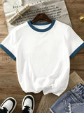 T-Shirt Crew Neck Short Sleeve Loose-Fit Soft Cotton Blend Casual Streetwear