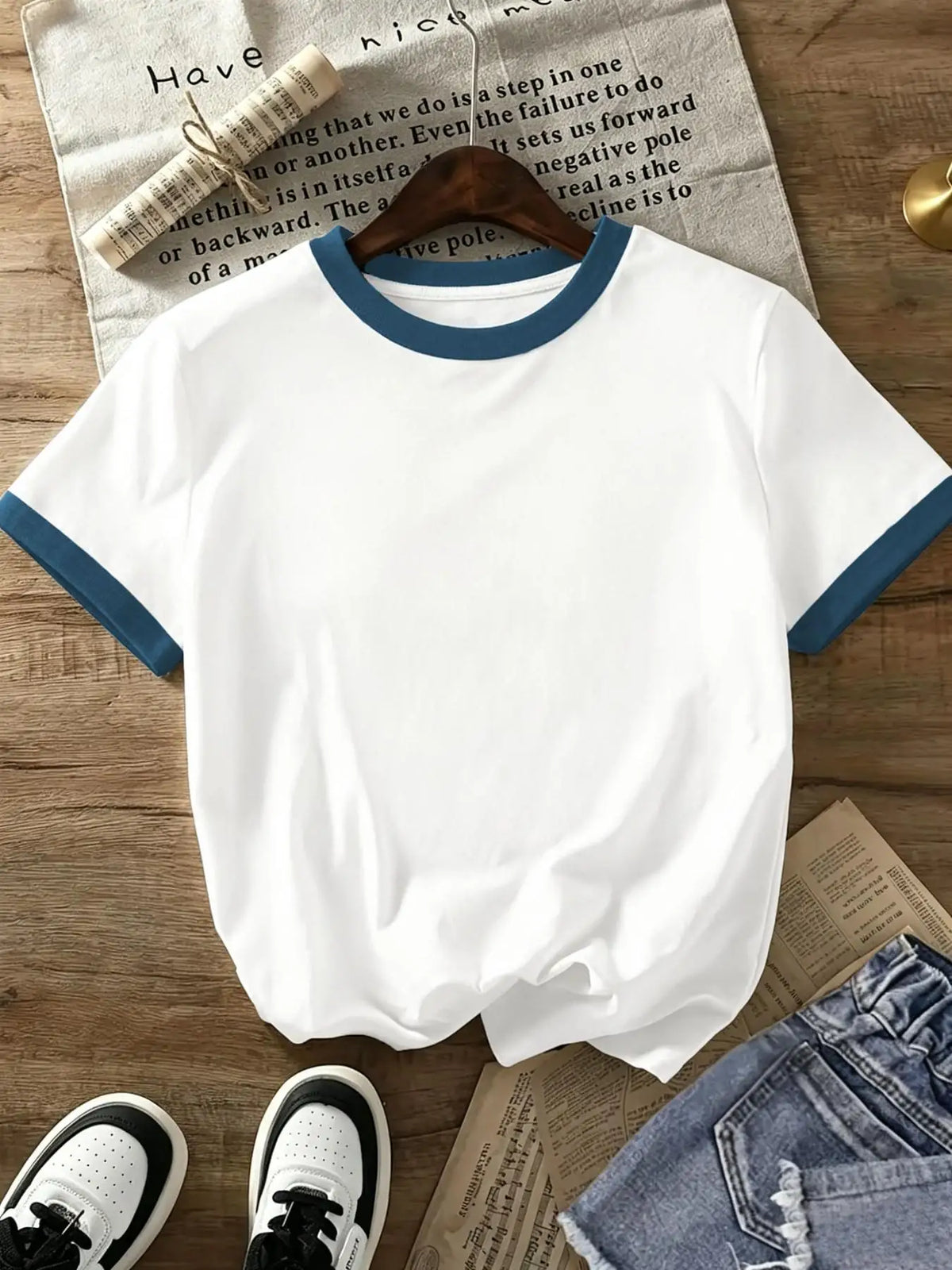 T-Shirt Crew Neck Short Sleeve Loose-Fit Soft Cotton Blend Casual Streetwear