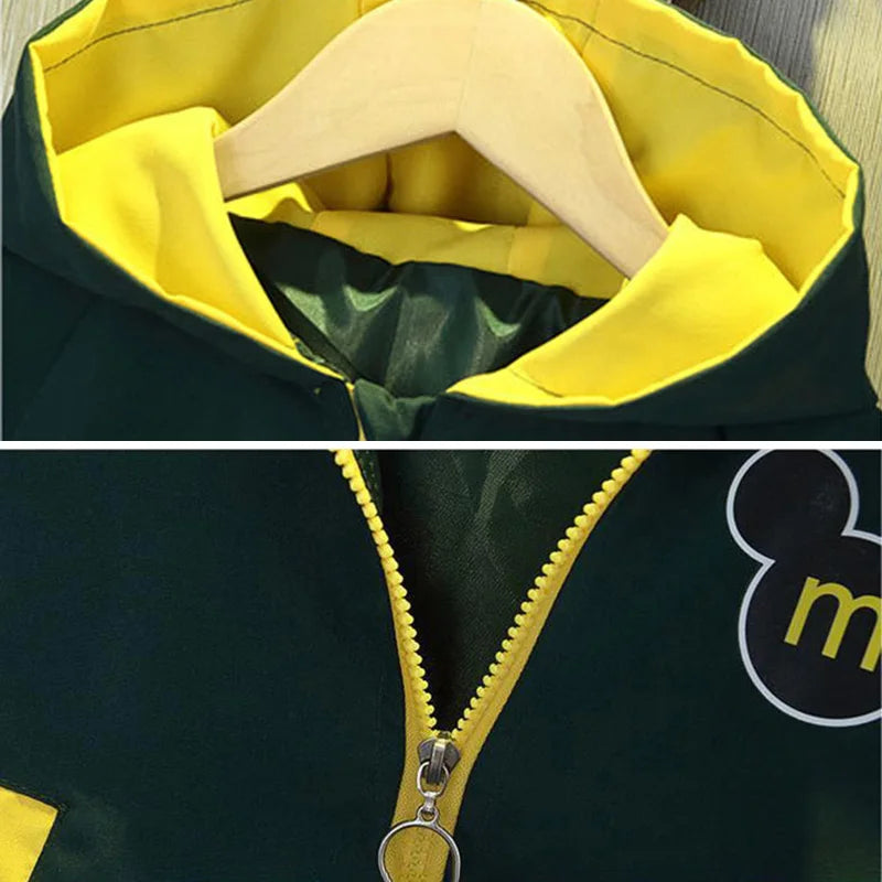 Hooded Jacket Fashion Solid Letter Print Outerwear for 1-6 Years Kids Children Windbreaker Coat