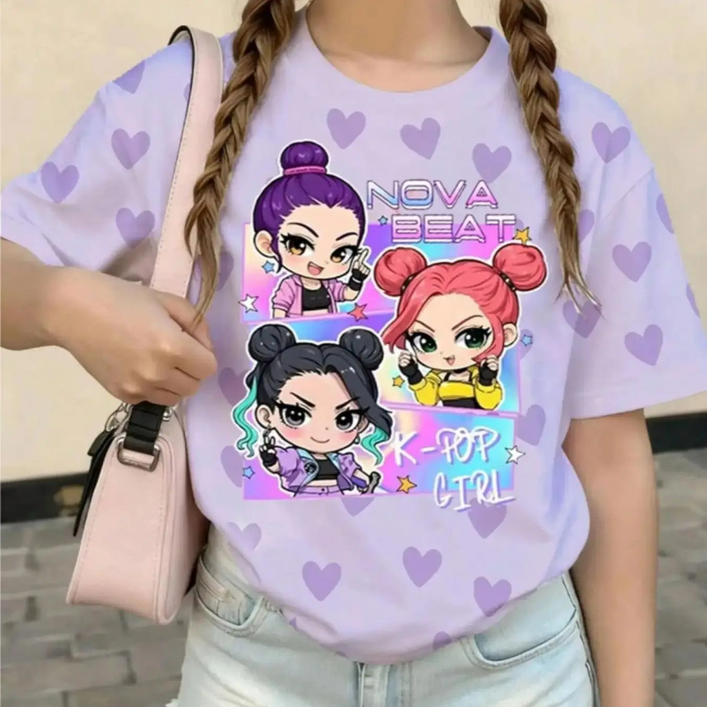 Girls K-Pop Graphic T-Shirt