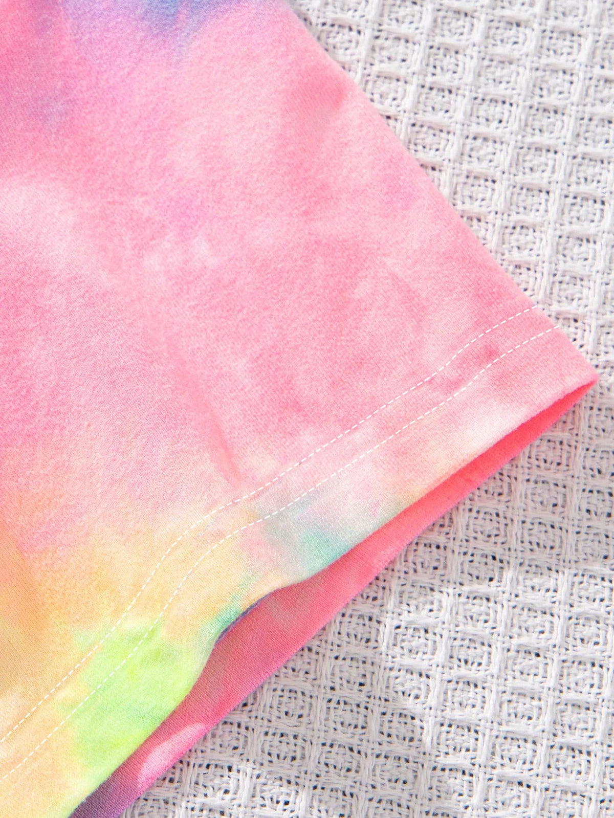 Girls 2Pcs Tie-Dye K-POP Cute Idol Print T-Shirt & Shorts