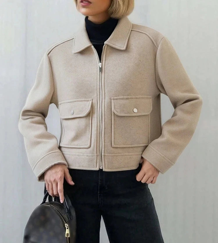 Women's Zipper Jacket Coat New Winter Long Sleeve Pocket Outerwear Coat Short Street Elegant Women's Jacket