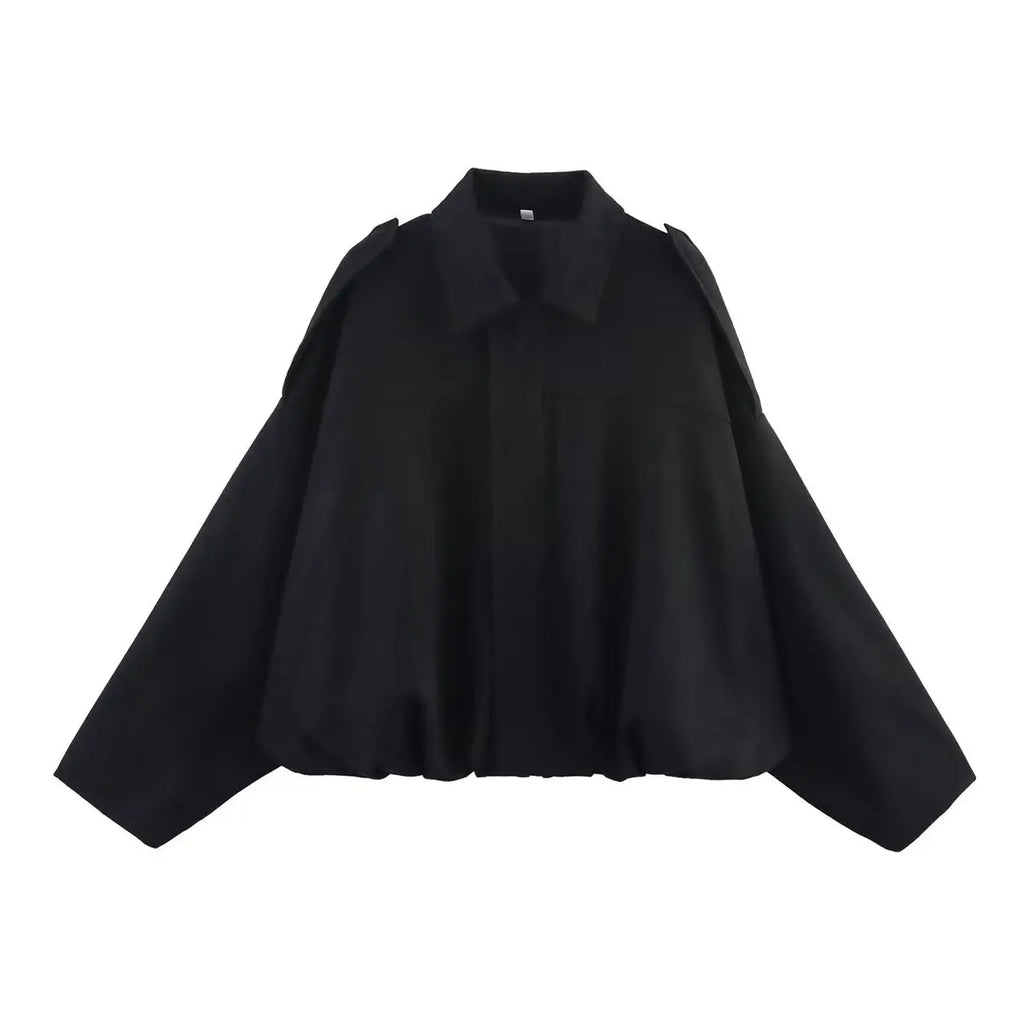 Women Suede Textured Jacket Long Sleeve Lapel Collar Loose Coats Casual Female Outerwear Chic Tops