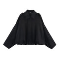 Women Suede Textured Jacket Long Sleeve Lapel Collar Loose Coats Casual Female Outerwear Chic Tops