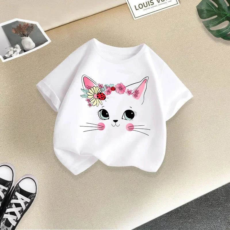 Girls Short Sleeve T-shirt Summer New Children's Top Loose Fashion