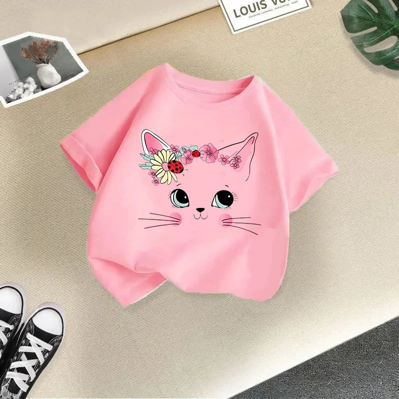 Girls Short Sleeve T-shirt Summer New Children's Top Loose Fashion