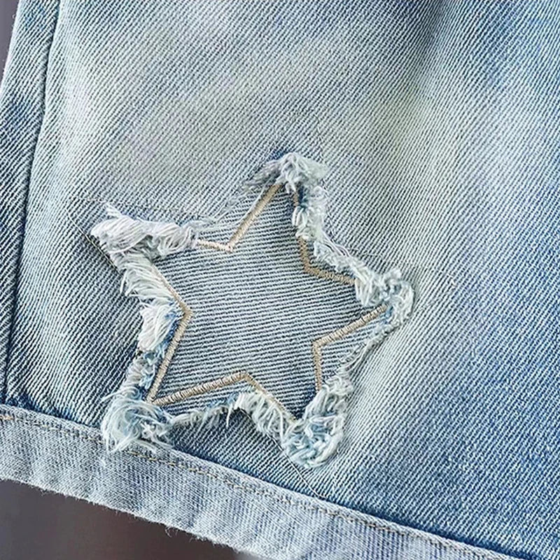 Shorts Jeans Fashion Embroidery Loose Short Denim Pants