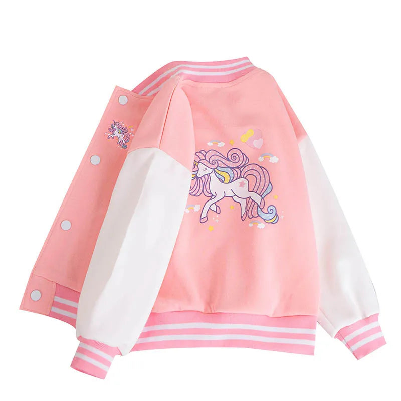 Girls Cartoon Unicorn Jackets For 3-12 Years Teens Clothes For Teenage Girls Sports Outerwear