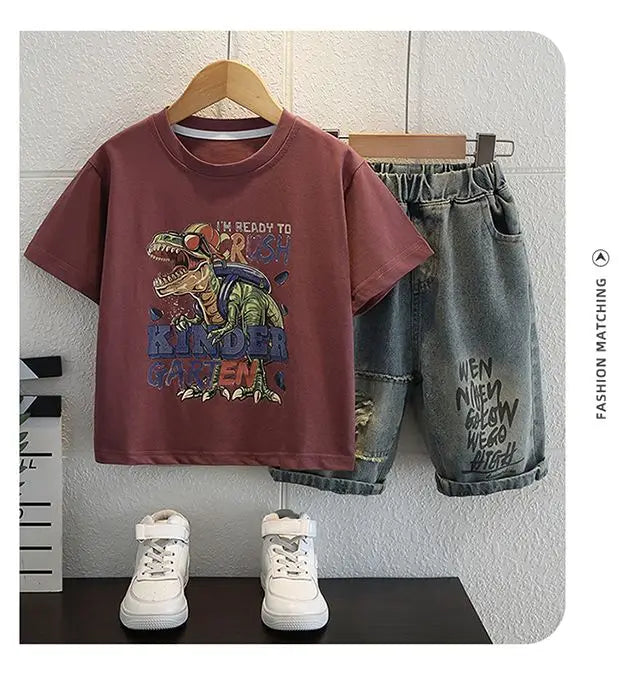 T-Shirts Denim Shorts 2 Pieces