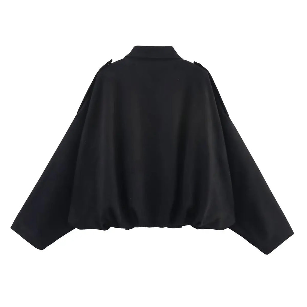 Women Suede Textured Jacket Long Sleeve Lapel Collar Loose Coats Casual Female Outerwear Chic Tops