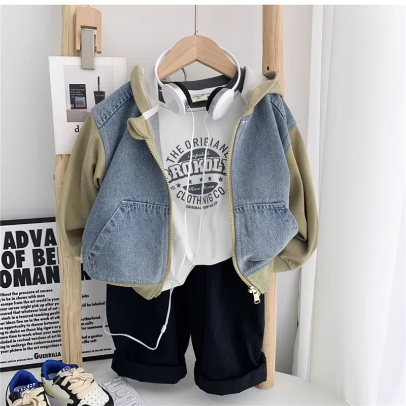 Boys Jeans Jackets Children Clothes Kids Casual Zipper