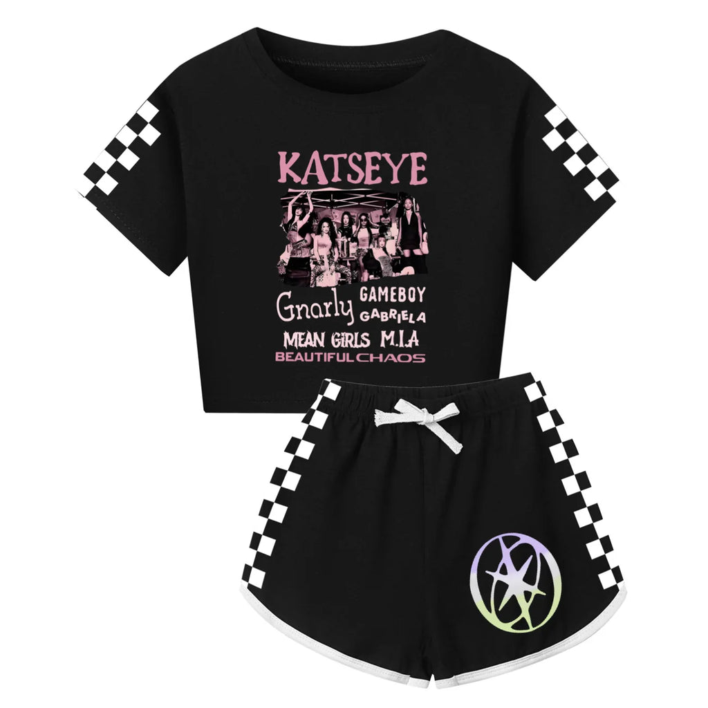 Girls T Shirt Katseye Beautiful Chaos T-shirt And Shorts Clothes
