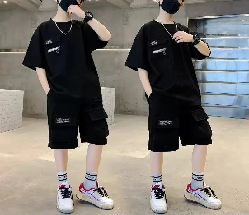 T-Shirt+Shorts 2-Piece Boys Letter Printing New Children Teen