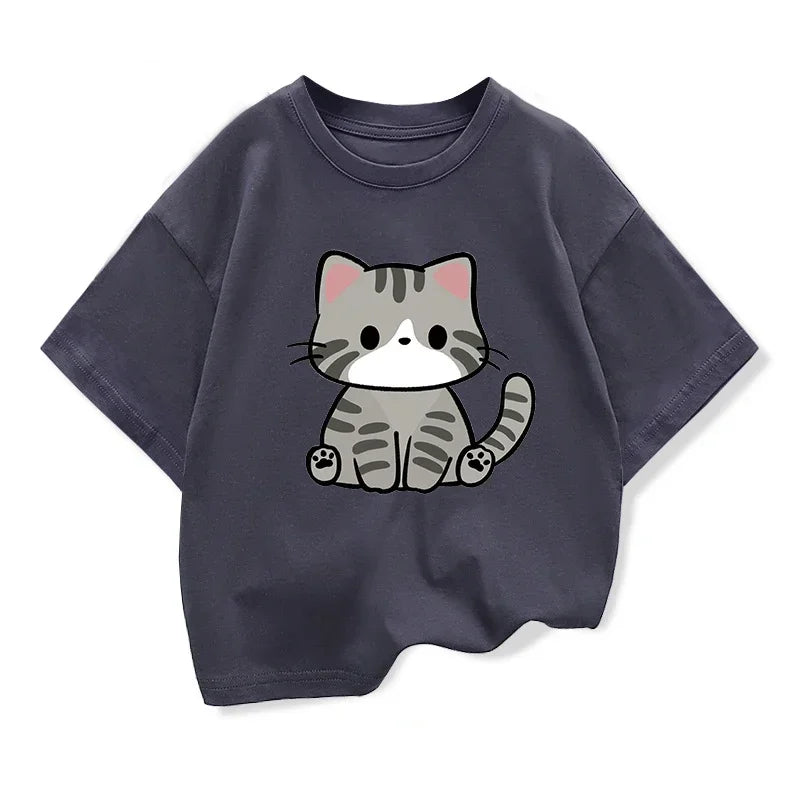 T Shirts Cute Cat Graphic Girls Casual