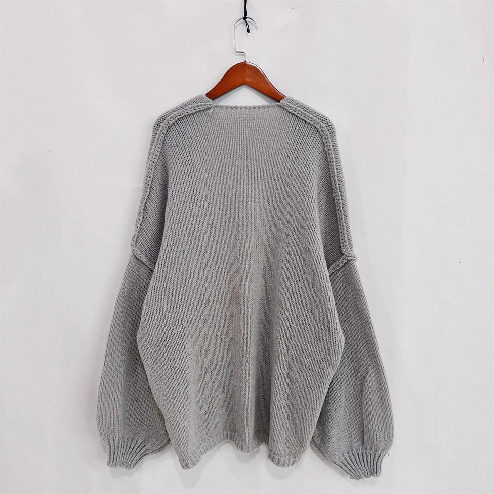 Women's Autumn Winter Knitted Cardigan Sweater Women Jacket Casual Stylish Solid Color Long Sleeve Jackets