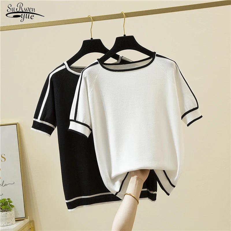 Elegant Woman Clothes Striped Fashion Tee Shirt Femme