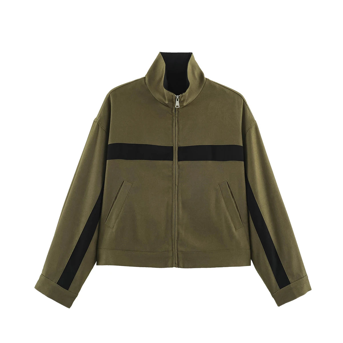 Autumn Women's Jackets Oversized Vintage Bomber Jacket Zip Up Turn Down Collar Short Coat Streetwear Fashion Outwear