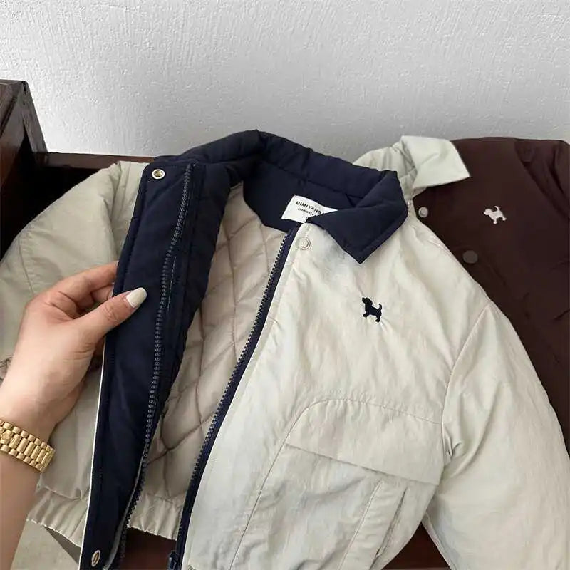 Autumn and Winter Children's Jacket New Boys' and Girls' Cotton Jacket Cartoon Baseball Jacket Thick Collar Coat