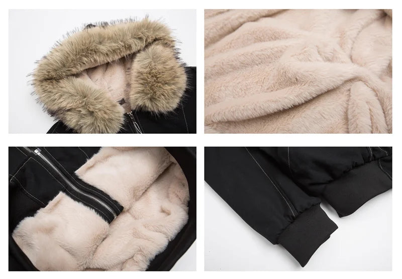 Hooded Parkas Thicken Padded Jackets Casual Zipper Gothic Women