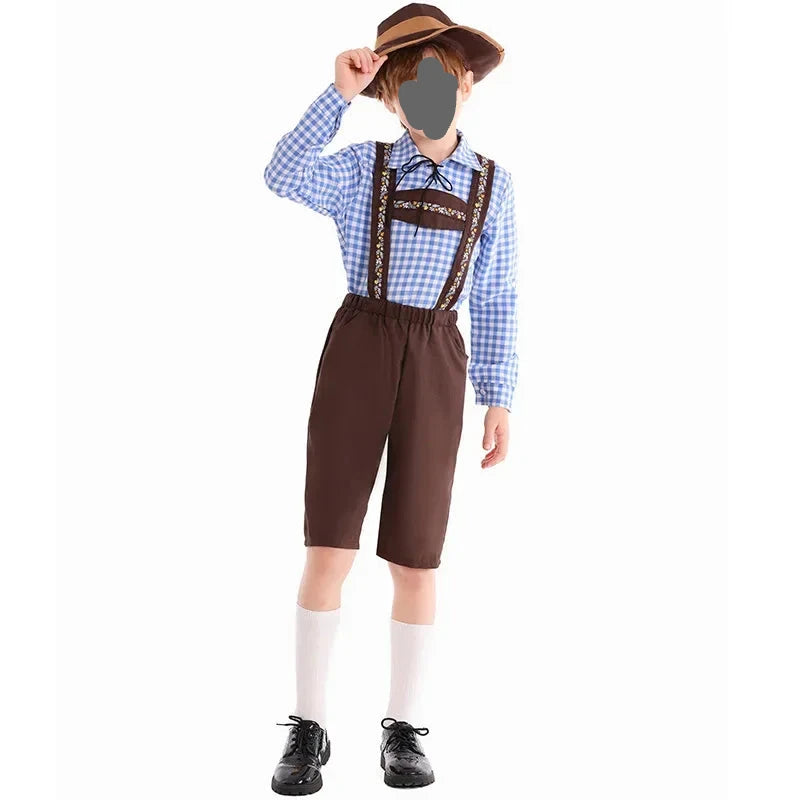 Children's Boys Oktoberfest Costumes Kids Bavarian Lederhosen Outfit Cosplay Carnival Party Halloween
