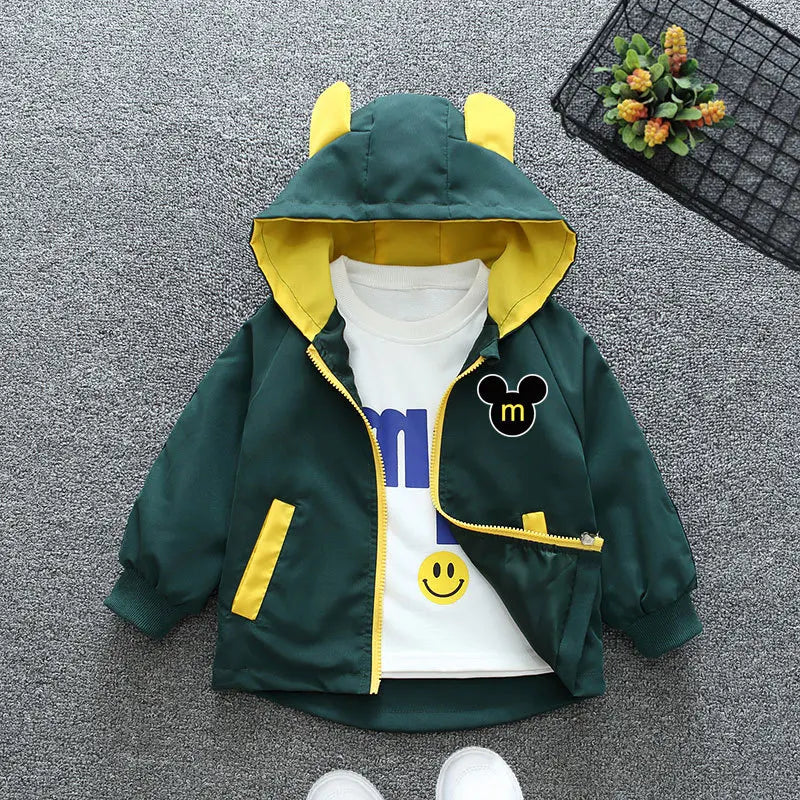 Hooded Jacket Fashion Solid Letter Print Outerwear for 1-6 Years Kids Children Windbreaker Coat