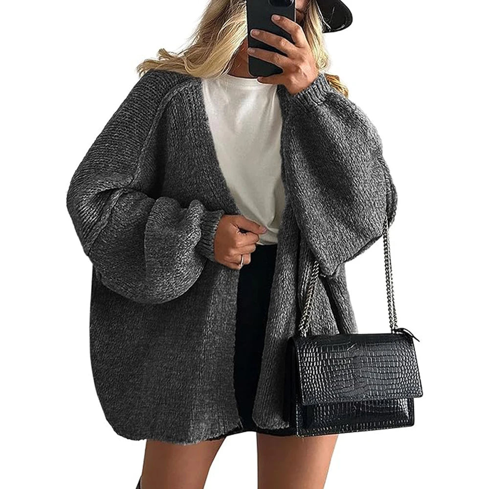 Women's Autumn Winter Knitted Cardigan Sweater Women Jacket Casual Stylish Solid Color Long Sleeve Jackets