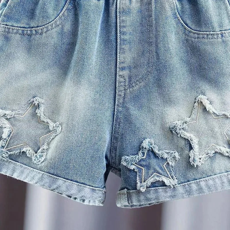 Shorts Jeans Fashion Embroidery Loose Short Denim Pants