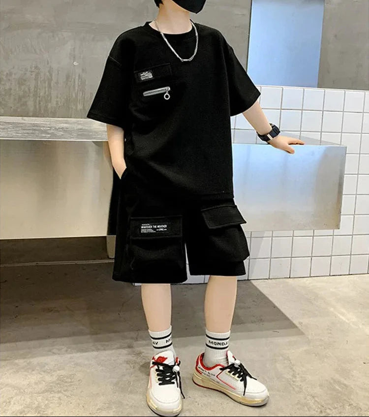 T-Shirt+Shorts 2-Piece Boys Letter Printing New Children Teen