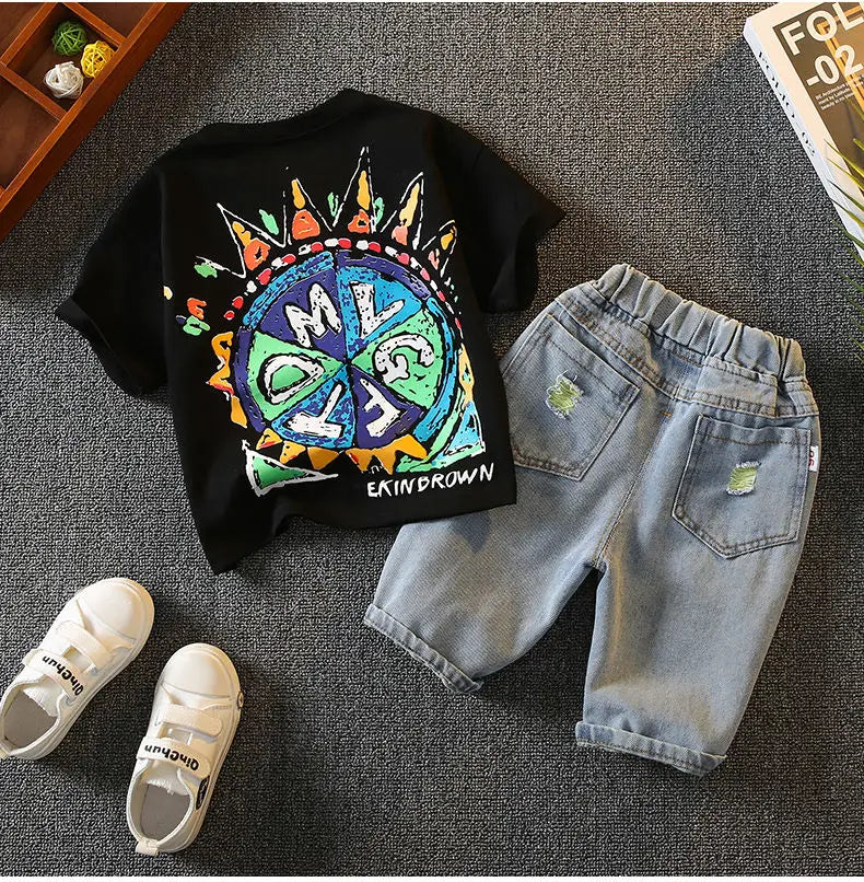 T-Shirts Denim Shorts 2 Pieces