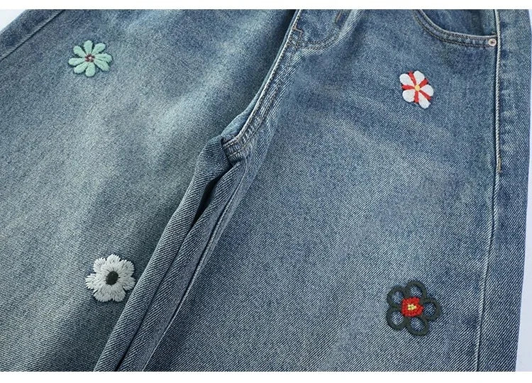Teenagers Spring Girls Jeans Flower