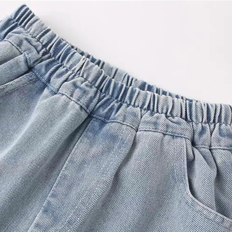 Girls Cat Embroidery Jeans