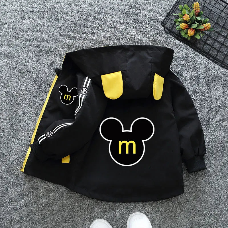 Hooded Jacket Fashion Solid Letter Print Outerwear for 1-6 Years Kids Children Windbreaker Coat