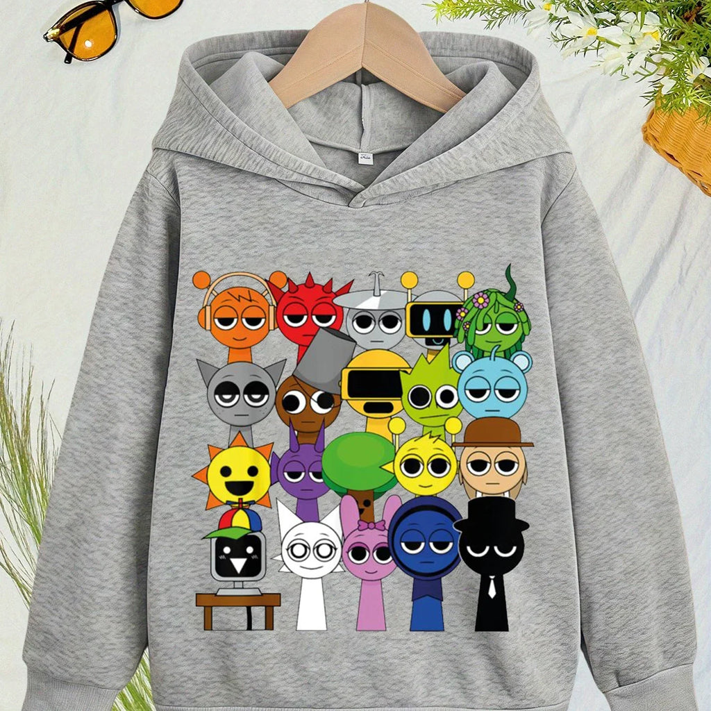 New Sprunki Cartoon Kids Hoodie Game Incredibox Sweatshirts Boys