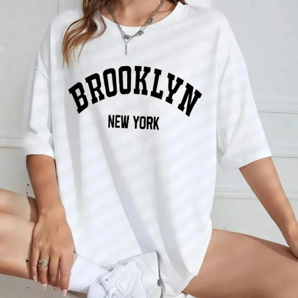 Women's T-shirt Casual Street Clothing Fashionable Letter Print Brooklyn New York