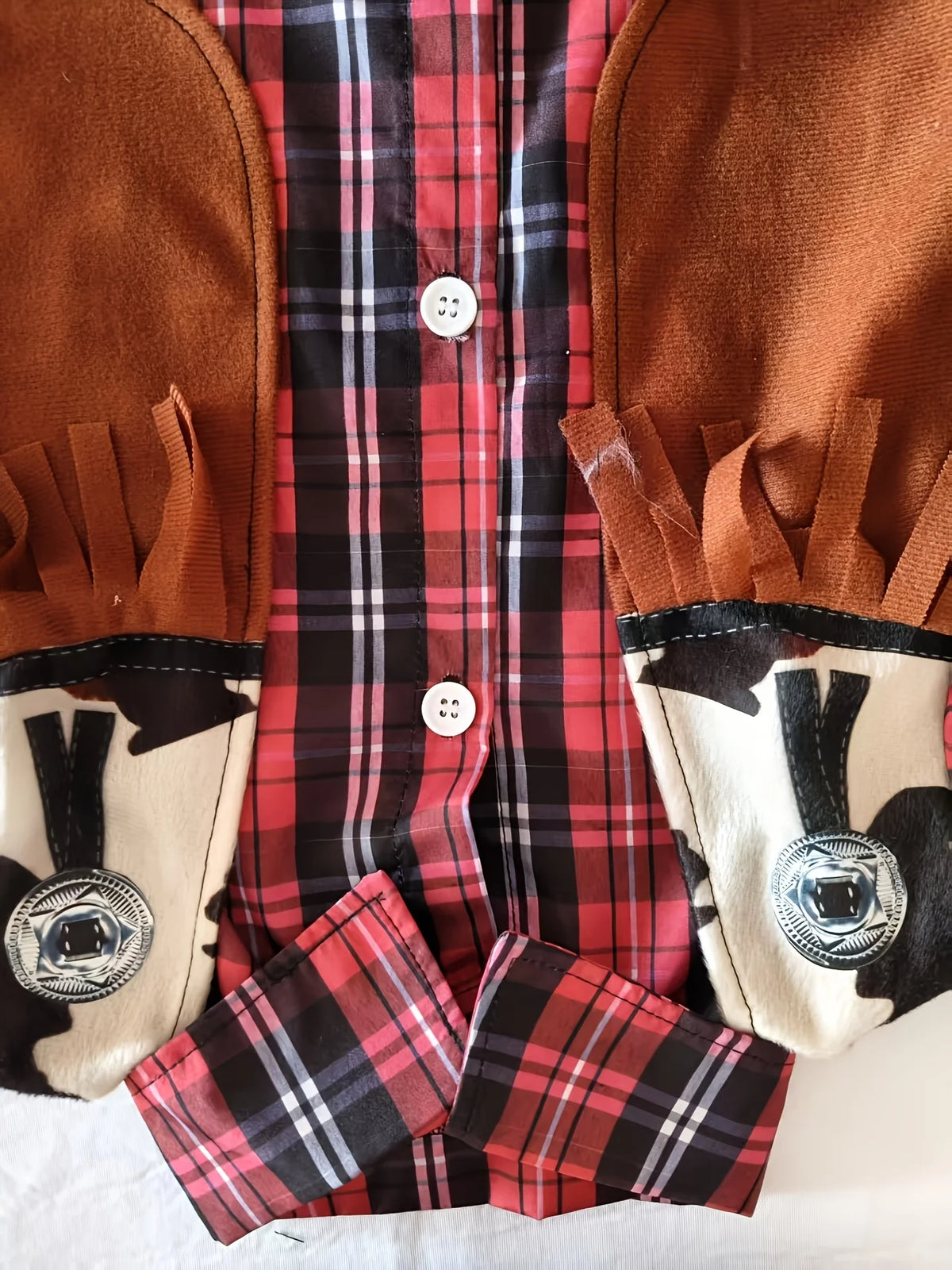 Boys Cowboy Costume Set with Top, Pants, Hat & Bandana, Kids Western Style Halloween Fancy Dress