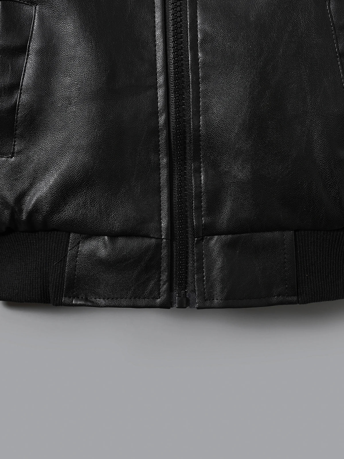 Children's Clothing Boys' Spring and Autumn Pu Leather Jacket, Retro Stylish High-End Jacket, Trendy Biker Jacket, Easy to Clean Classic Baseball Jacket, Outerwear