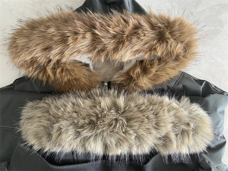 Hooded Parkas Thicken Padded Jackets Casual Zipper Gothic Women