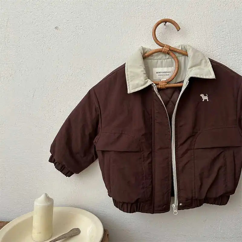 Autumn and Winter Children's Jacket New Boys' and Girls' Cotton Jacket Cartoon Baseball Jacket Thick Collar Coat