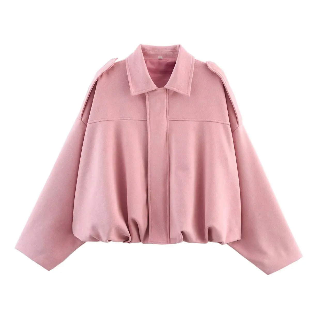 Women Suede Textured Jacket Long Sleeve Lapel Collar Loose Coats Casual Female Outerwear Chic Tops