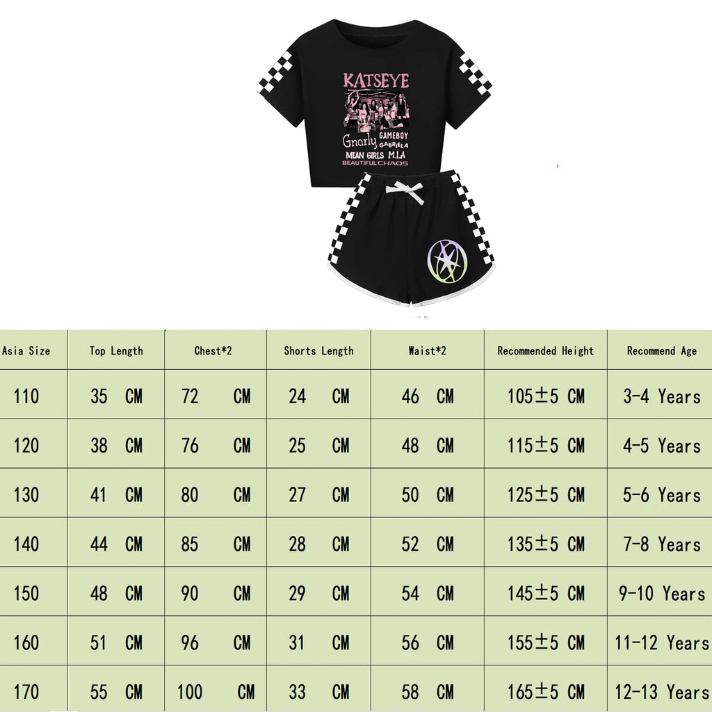 Girls T Shirt Katseye Beautiful Chaos T-shirt And Shorts Clothes